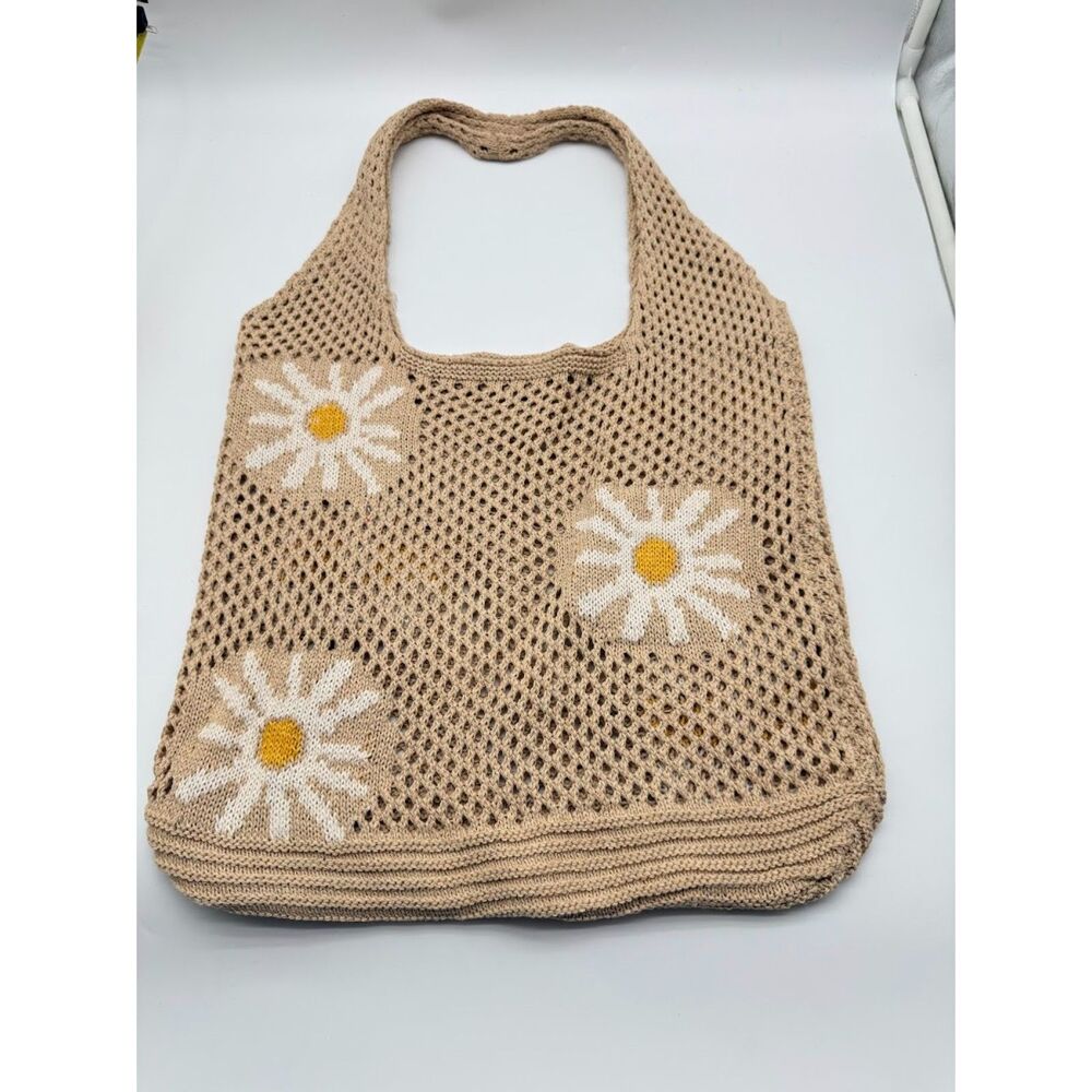 Hobo  Crochet Daisy Knit Shoulder Tote Bag 23.5" x 15"